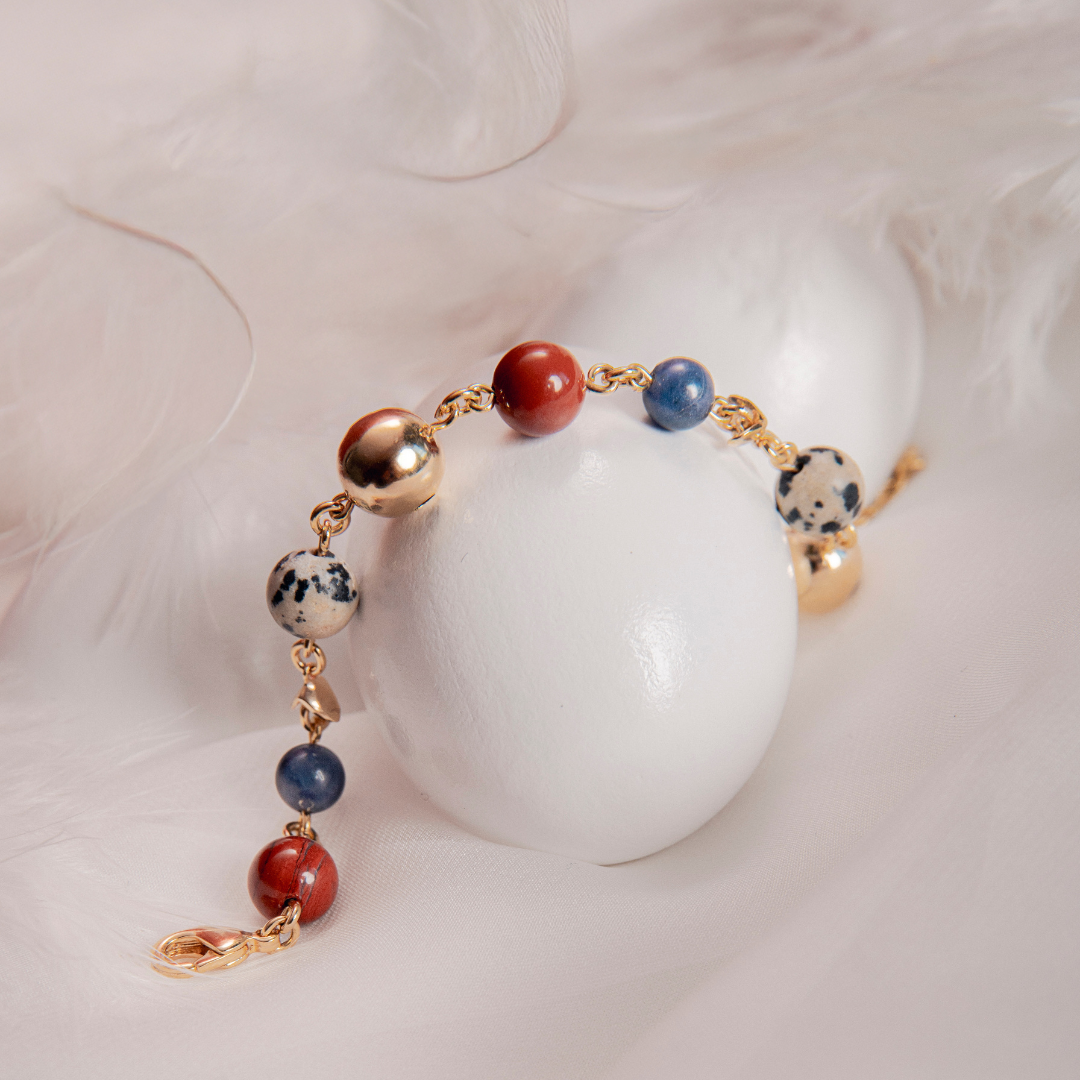 Pulseira pedras naturais ouro